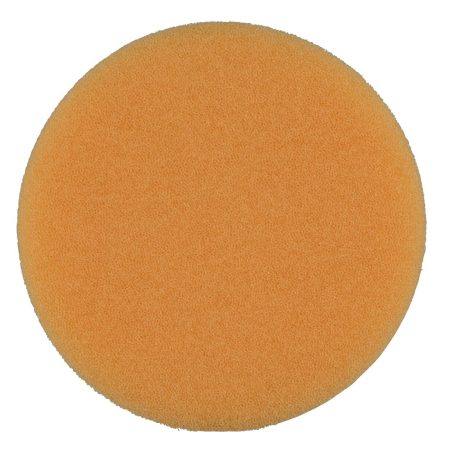 MAKITA Vaahtosieni 125mm tasainen pohja, oranssi karkea, koukkutarrakiinnitys. Kuvassa vaahtosieni pohjasta.