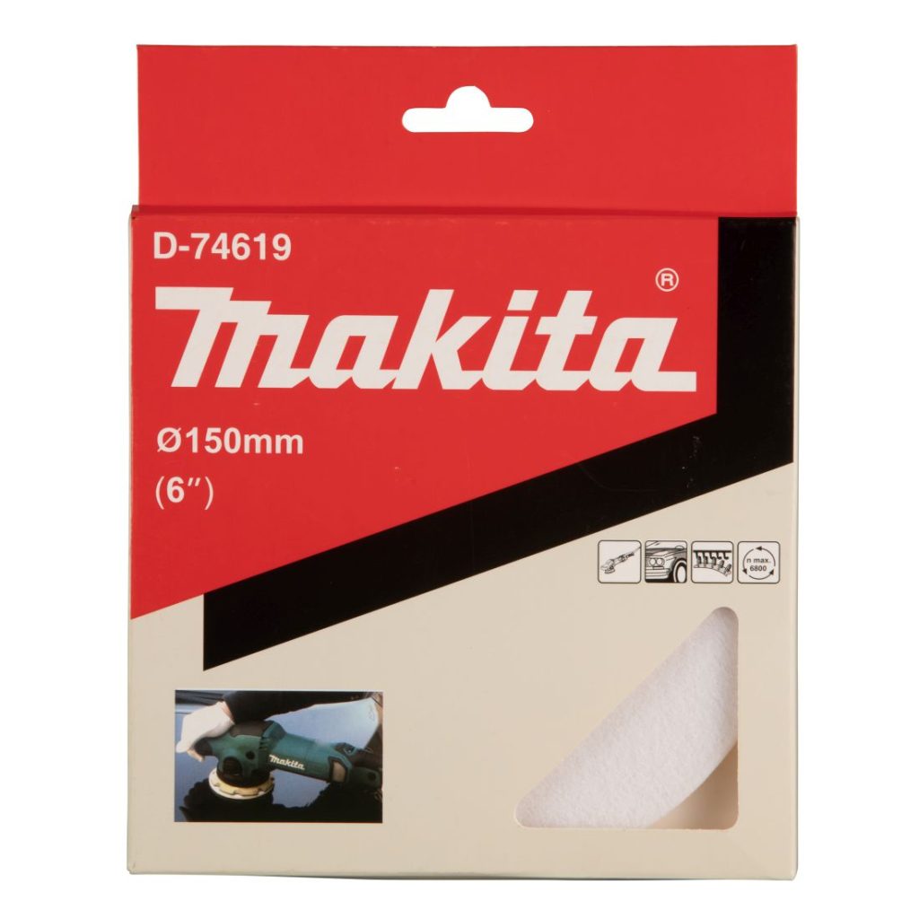 MAKITA Kiillotussieni 150 mm koukkutarrakiinnitys. Kuvassa kiillotussieni edestäpäin.