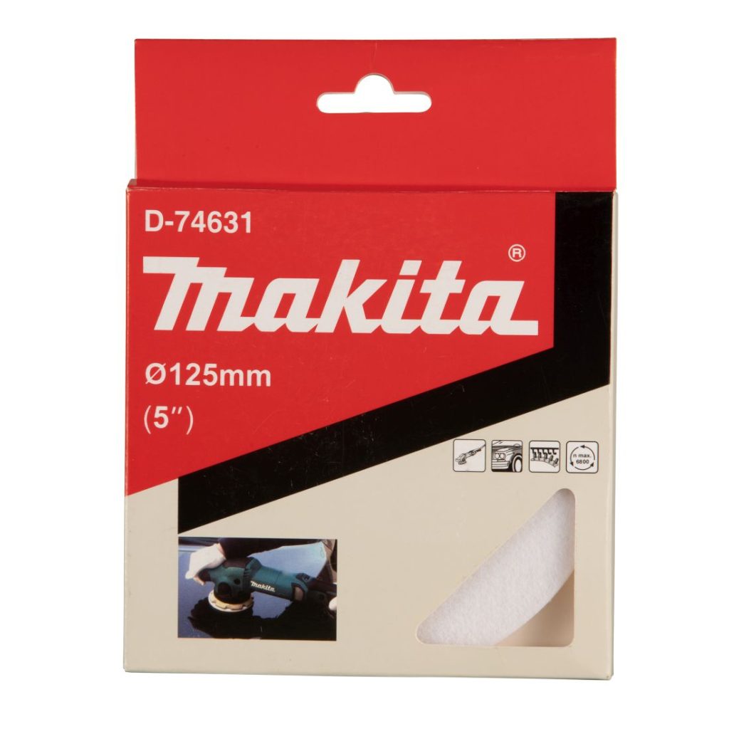MAKITA Kiillotussieni 125 mm, koukkutarrakiinnitys. Kuvassa kiillotussieni edestäpäin.