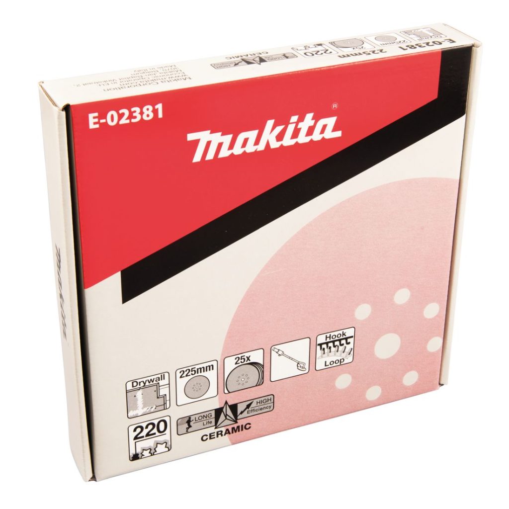 MAKITA Hiomapyörö 225 mm K240, 25 kpl. Kuvassa hiomopyöröarkkipakkaus edestäpäin.