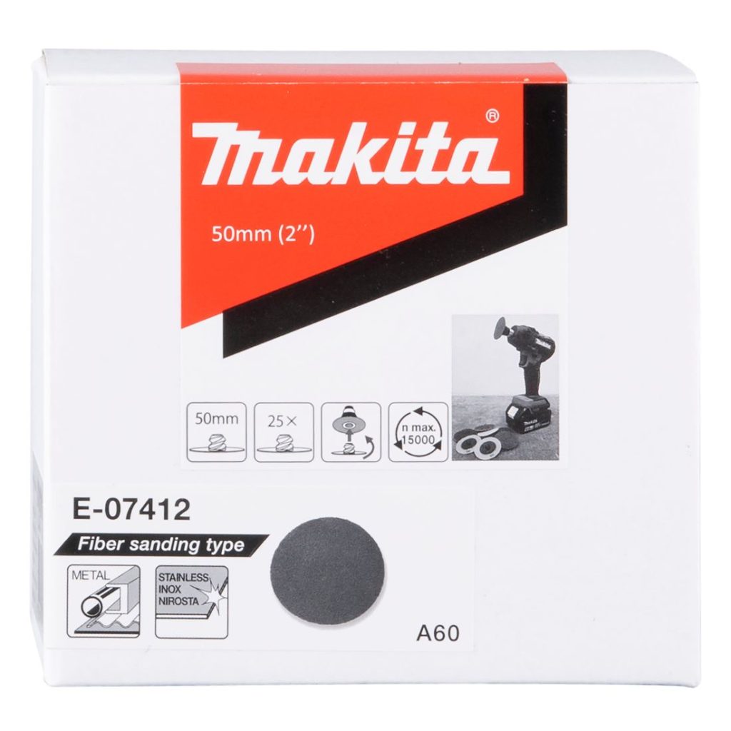 MAKITA Hiomapyörö 50 mm K60, 25 kpl. Kuvassa hiomopyöröarkkipakkaus edestäpäin.