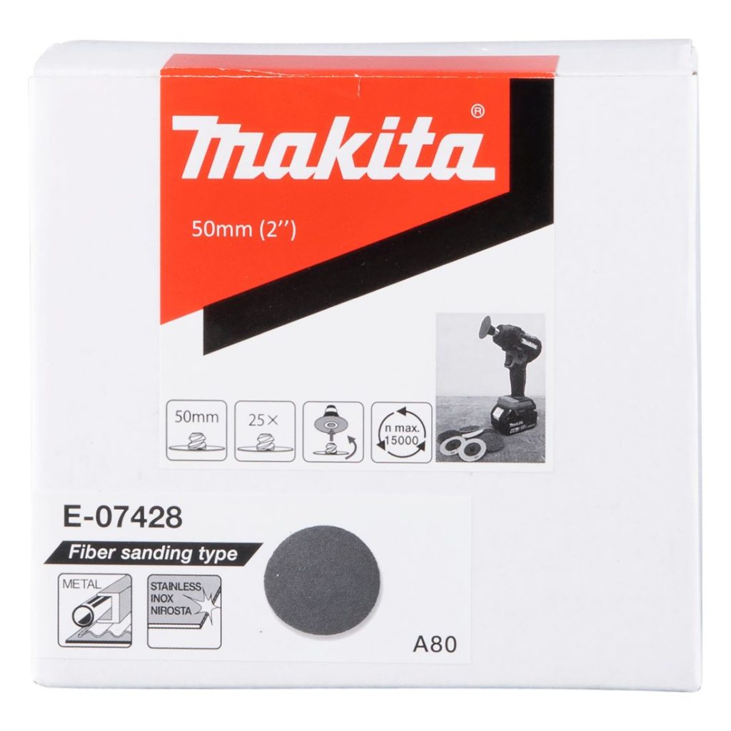 MAKITA Hiomapyörö 50 mm K60, 25 kpl. Kuvassa hiomopyöröarkkipakkaus edestäpäin.