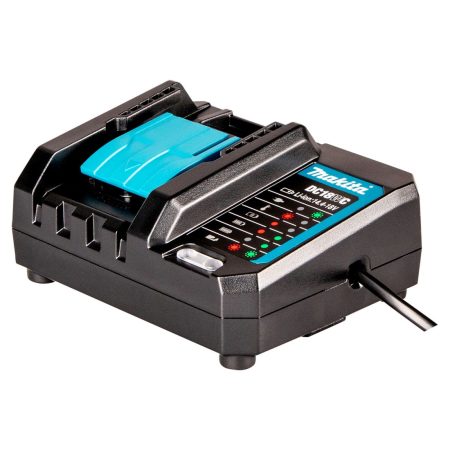 MAKITA Latauslaite DC18WC LXT. Kuvassa latauslaite oikealta etuviistosta.