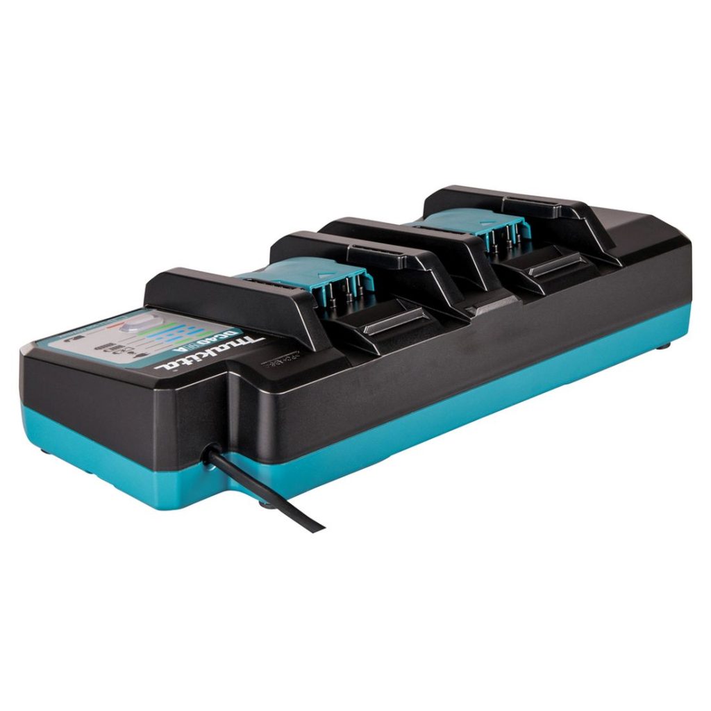 MAKITA Latauslaite DC40WA XGT . Kuvassa latauslaite vasemmalta takaviistosta.