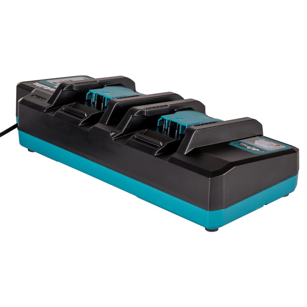 MAKITA Latauslaite DC40WA XGT . Kuvassa latauslaite oikealta takaviistosta.