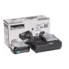MAKITA PowerPack CXT 1x2,0Ah, DC10WA. Kuvassa latauslaite, akku, ja tuotepakkaus etuyläviistosta.