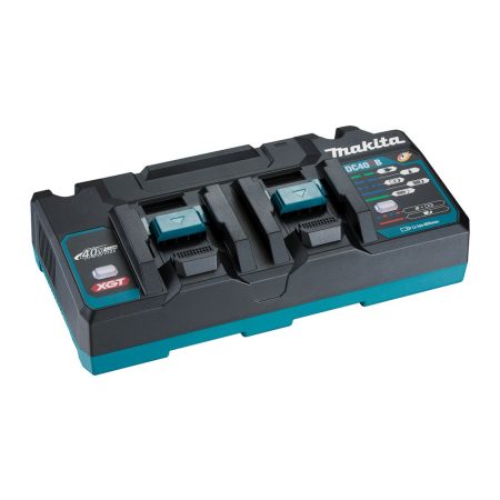 MAKITA Latauslaite DC40RB XGT. Kuvassa latauslaite vasemmalta etuviistosta.