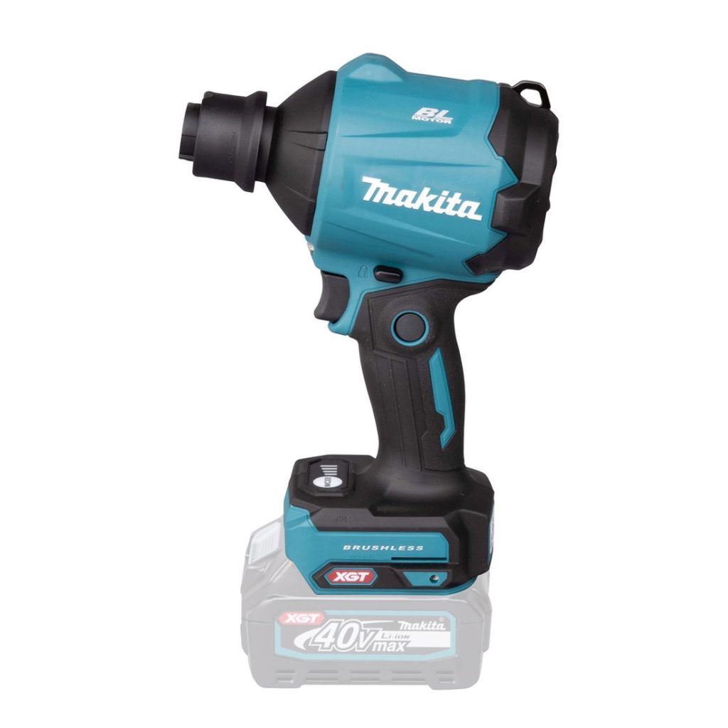 MAKITA Painepuhallin XGT . Kuvassa paineilmapuhallin vasemmalta sivustapäin.