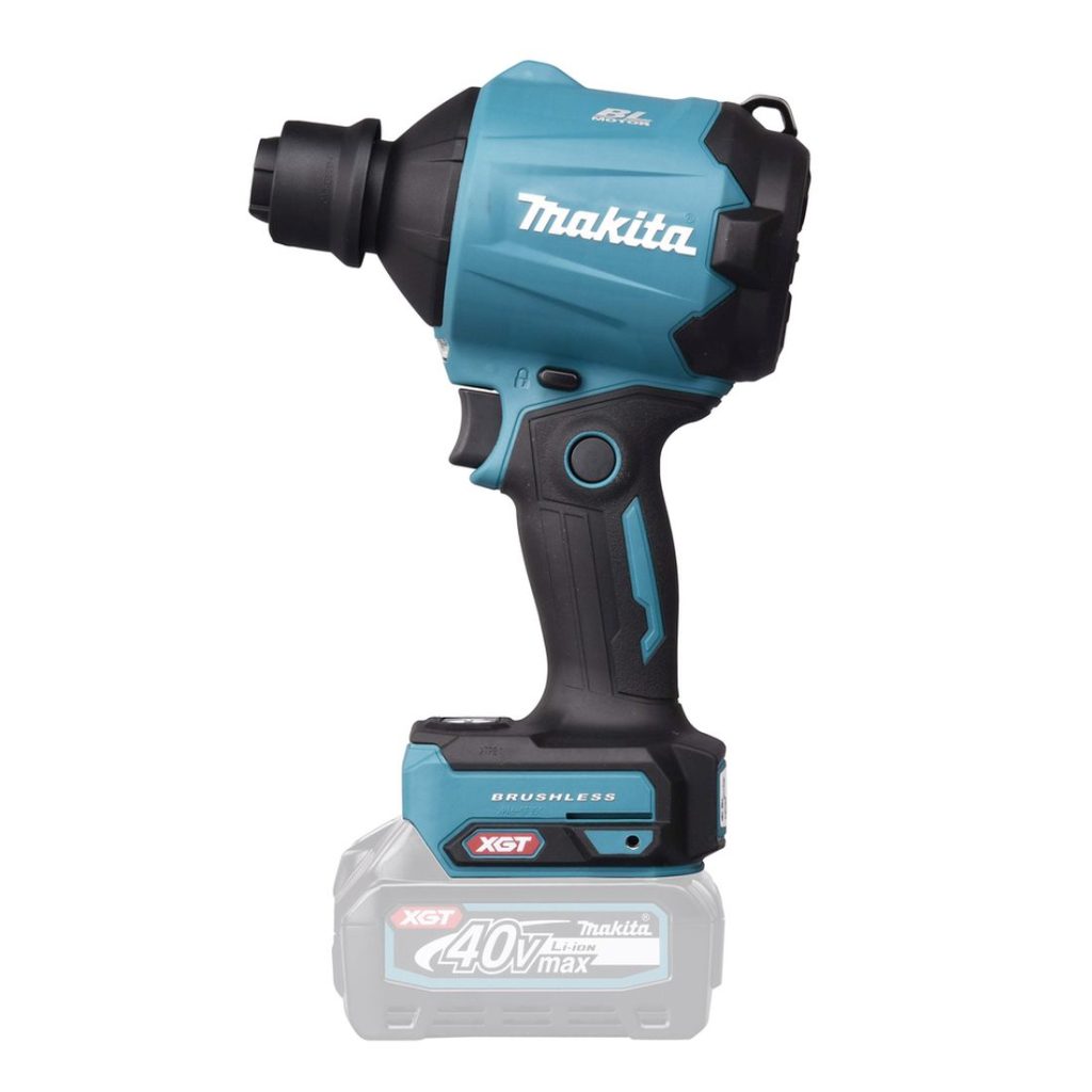MAKITA Painepuhallin XGT . Kuvassa paineilmapuhallin vasemmalta sivustapäin.