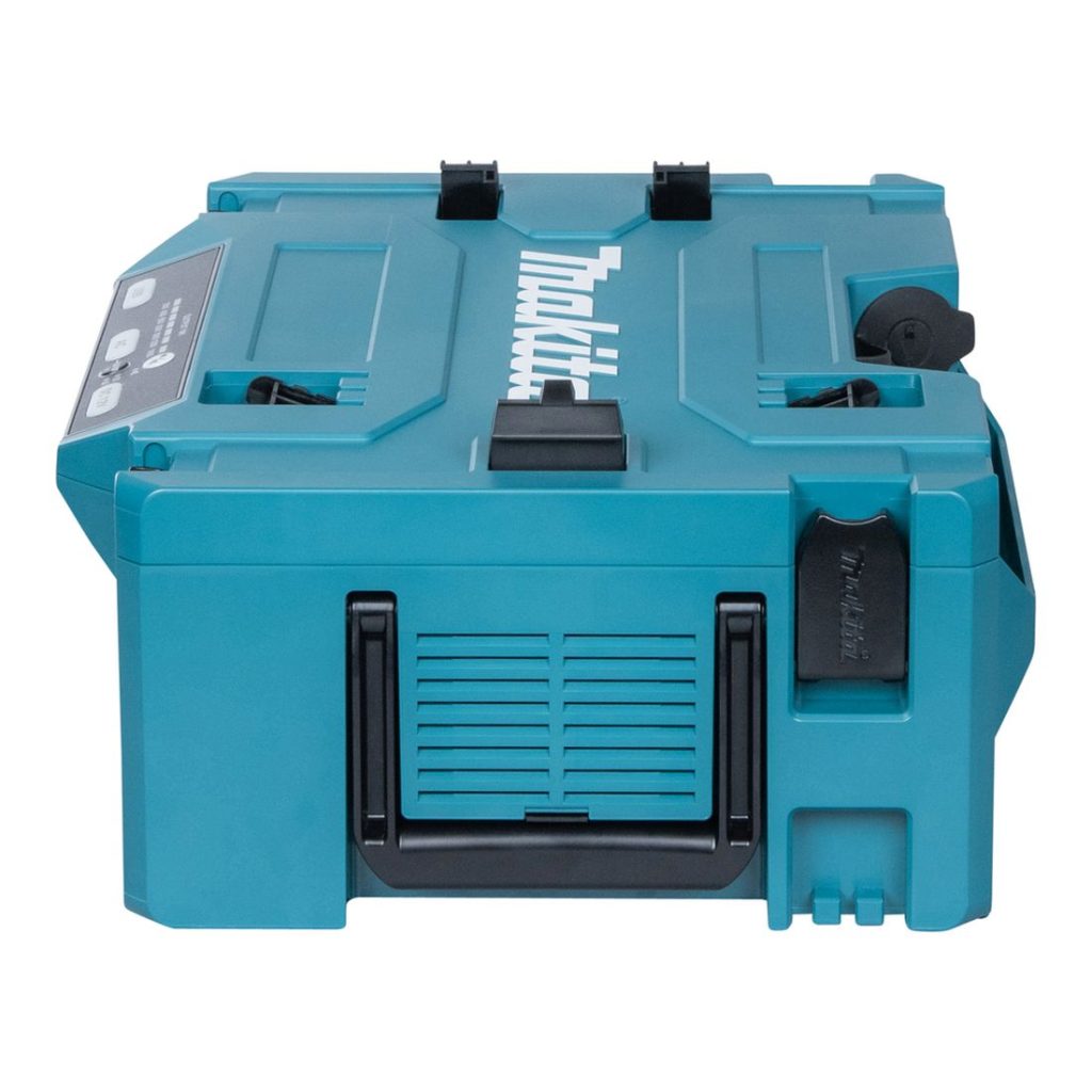 MAKITA Invertteri DC / AC 1400W. Kuvassa invertteri vasemmalta sivustapäin.