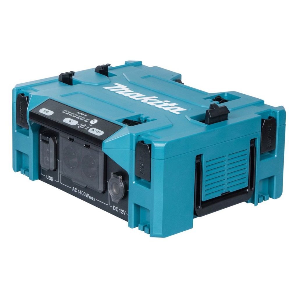 MAKITA Invertteri DC / AC 1400W. Kuvassa invertteri oikealta etuyläviistosta.