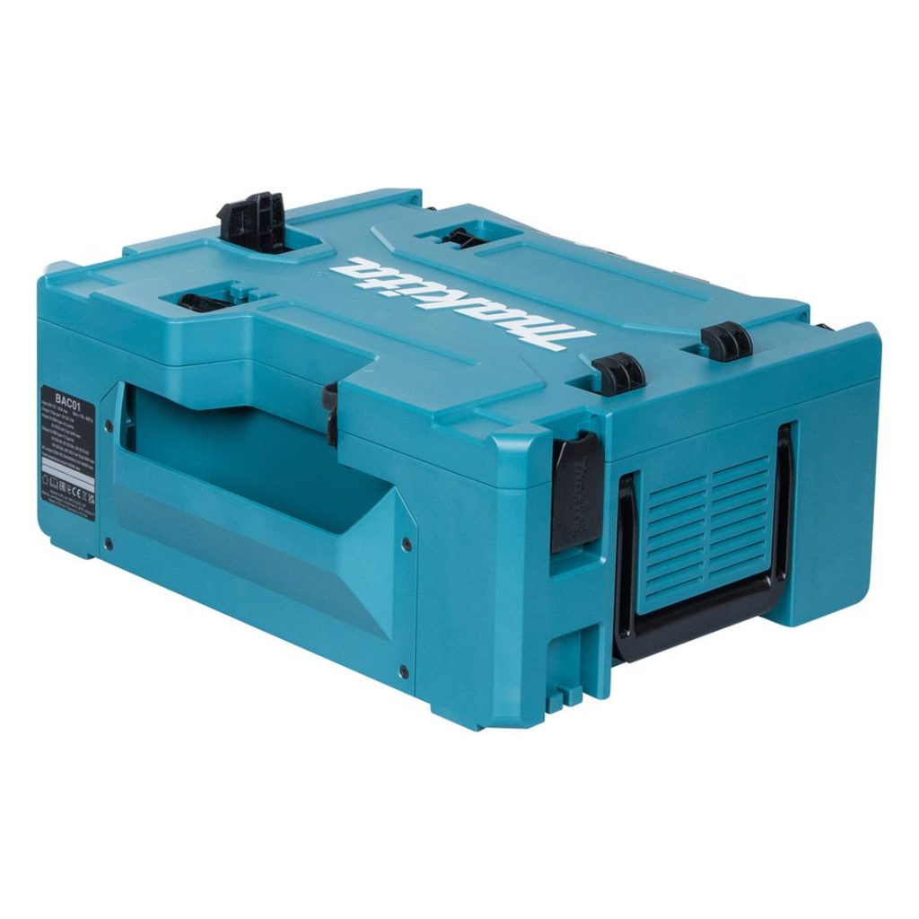 MAKITA Invertteri DC / AC 1400W. Kuvassa invertteri oikealta takaviistosta.