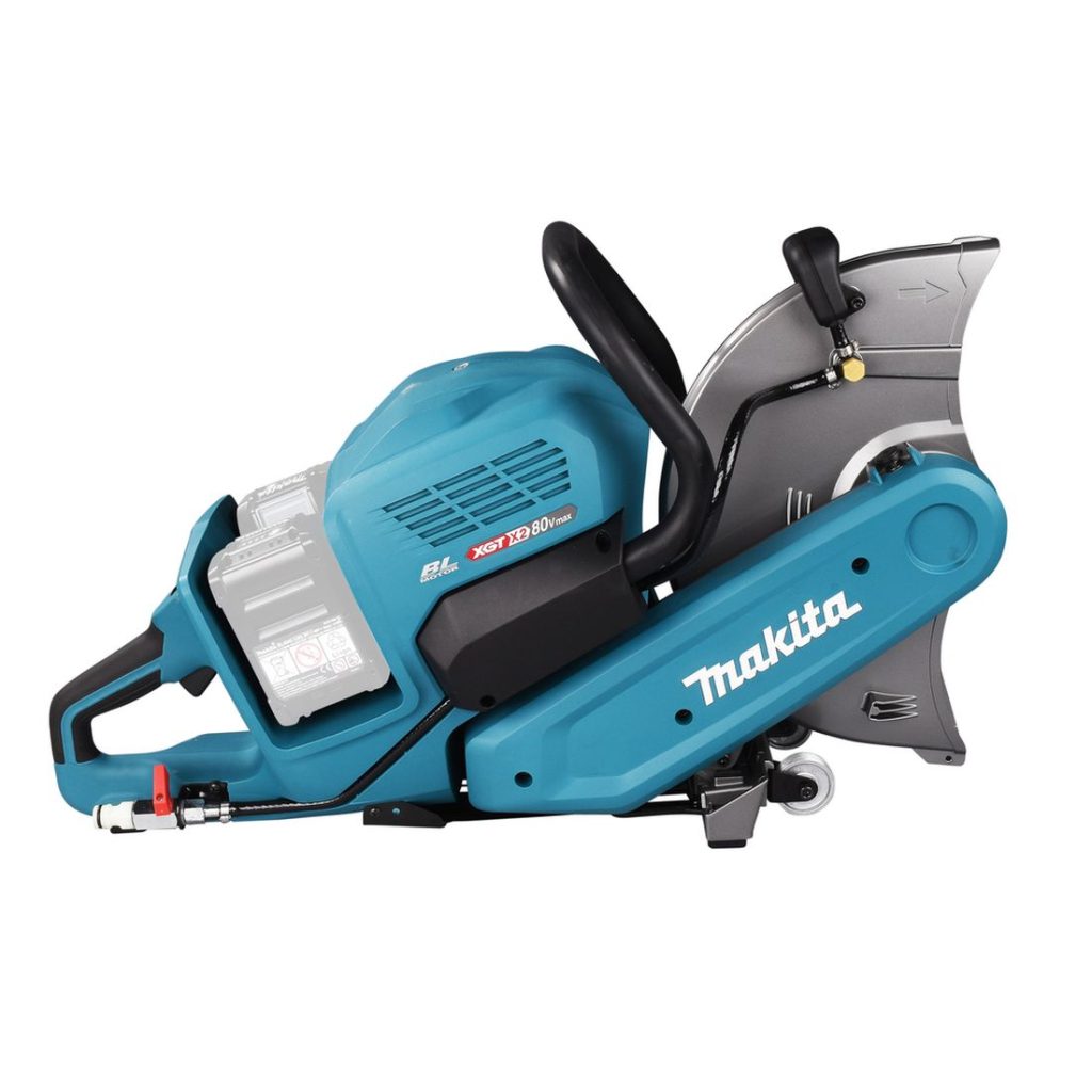 MAKITA Laikkaleikkuri XGT. Kuvassa laikkaleikkuri oikealta sivustapäin.