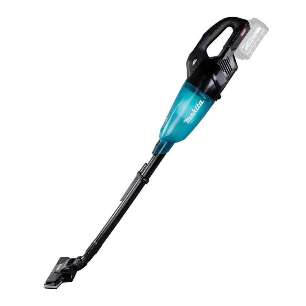 MAKITA Varsi-imuri XGT. Kuvassa varsi-imuri vasemmalta sivustapäin.