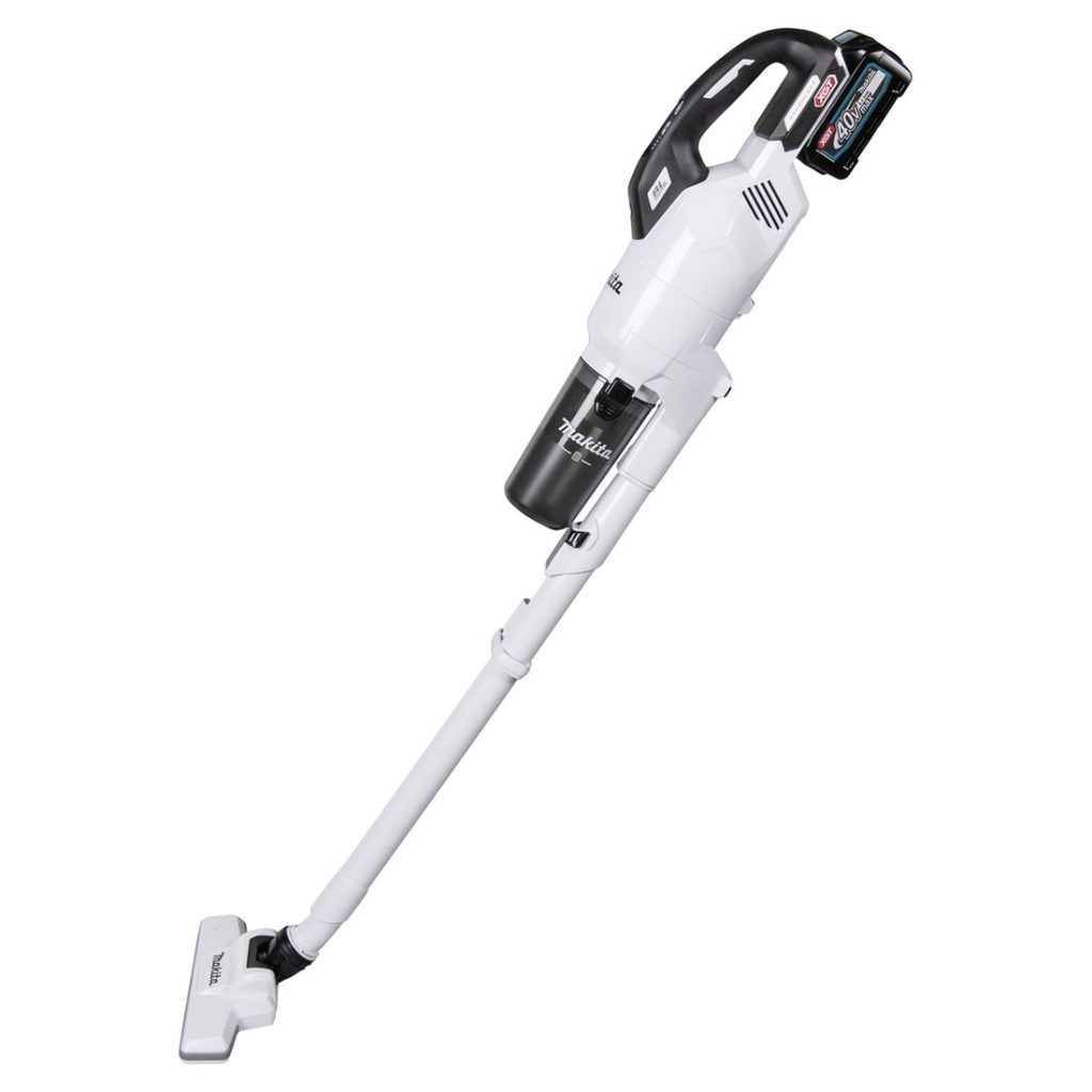 MAKITA Varsi-imuri XGT. Kuvassa varsi-imuri vasemmalta sivustapäin.