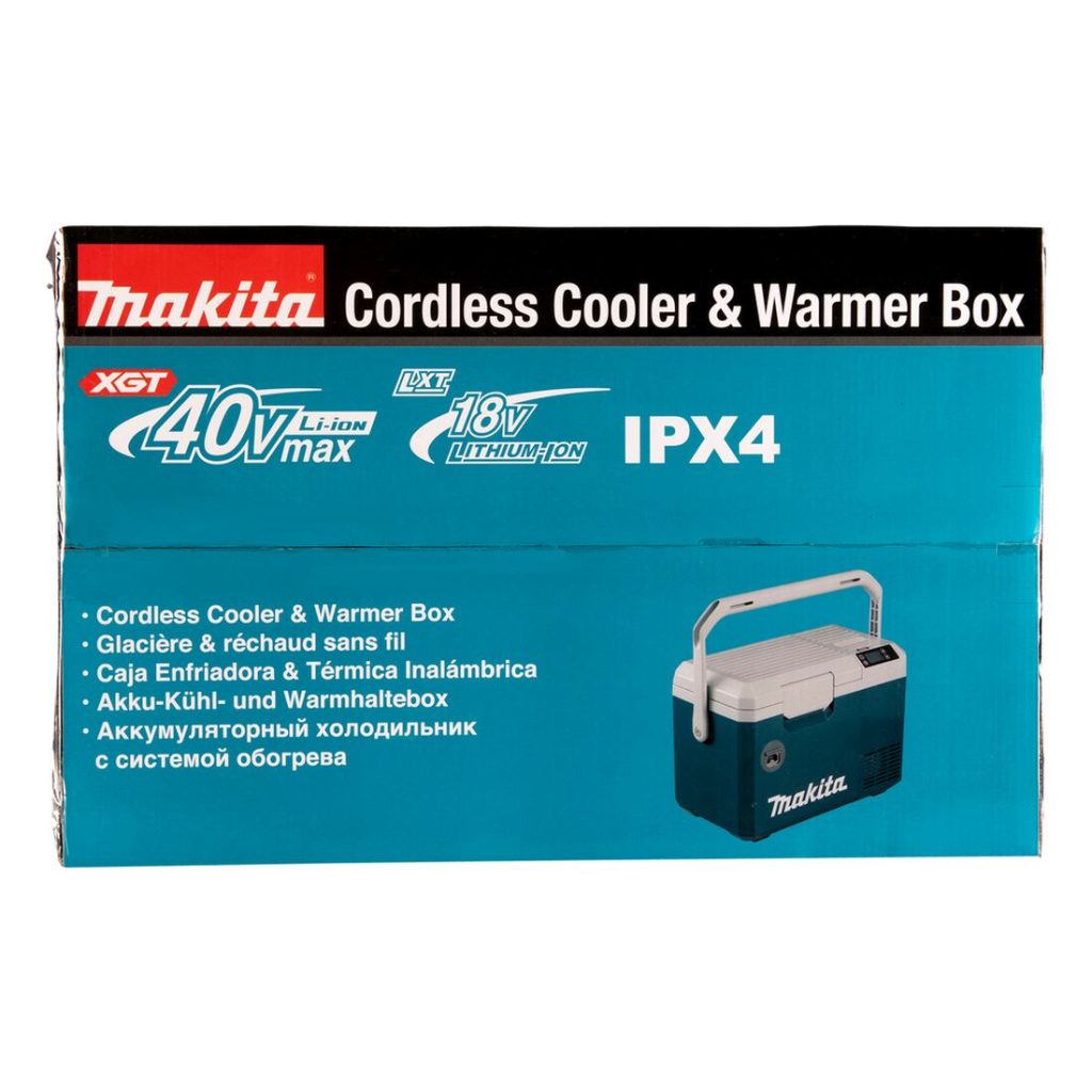 MAKITA Kylmä-/lämpölaukku XGT/LXT 12V. Kuvassa kylmä-/lämpölaukun pakkaus ylhäältäpäin.