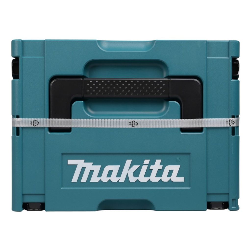 MAKITA Viimeistelynaulain LXT. Kuvassa viimeistelynaulaimen Makpac salkku ylhäältäpäin.