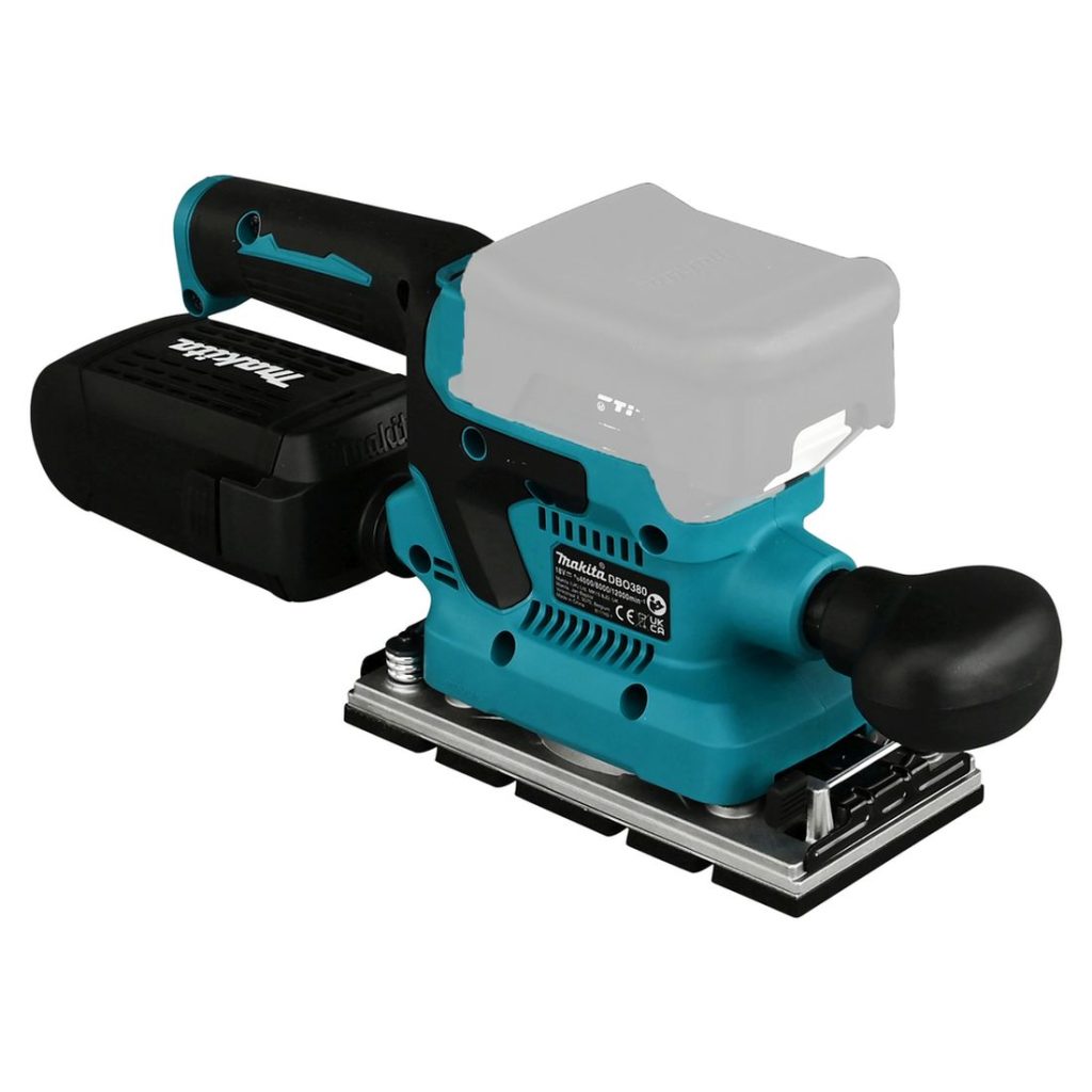 MAKITA Tasohiomakone LXT. Kuvassa Tasohiomakone LXT vasemmalta etuyläviistosta.
