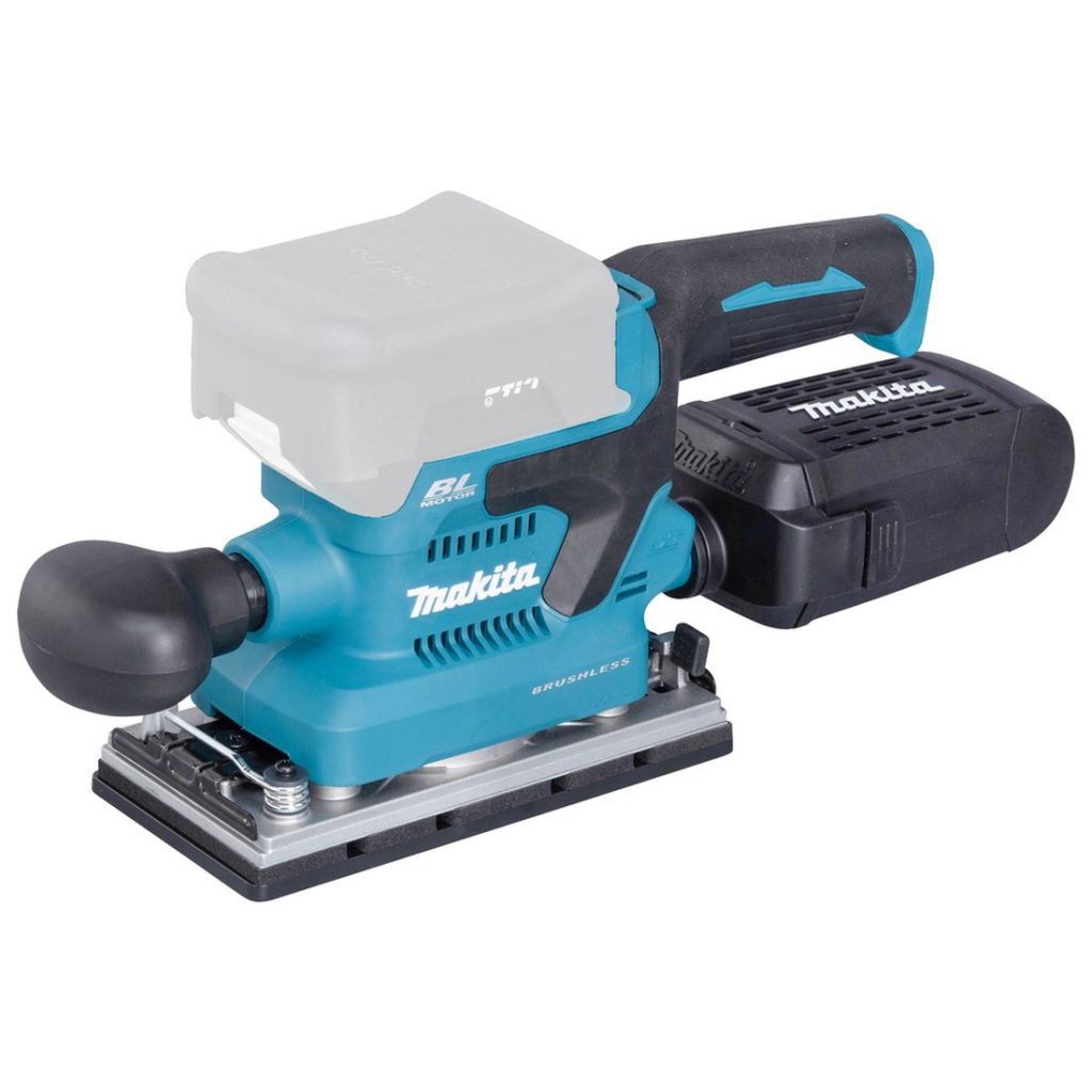 MAKITA Tasohiomakone LXT. Kuvassa Tasohiomakone LXT oikealta etuyläviistosta.