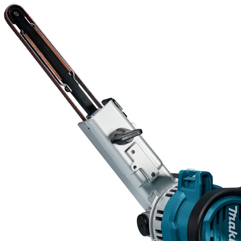 MAKITA Nauhahiomakone LXT. Kuvassa Nauhahiomakone LXT:n säädettävä hiomapää.