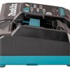 MAKITA Latauslaite DC40RA XGT. Kuvassa Latauslaite DC40RA XGT vasemmalta sivustapäin.