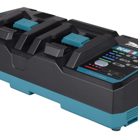 MAKITA Latauslaite DC40RB XGT. Kuvassa Latauslaite DC40RB XGT oikealta etuyläviistosta.
