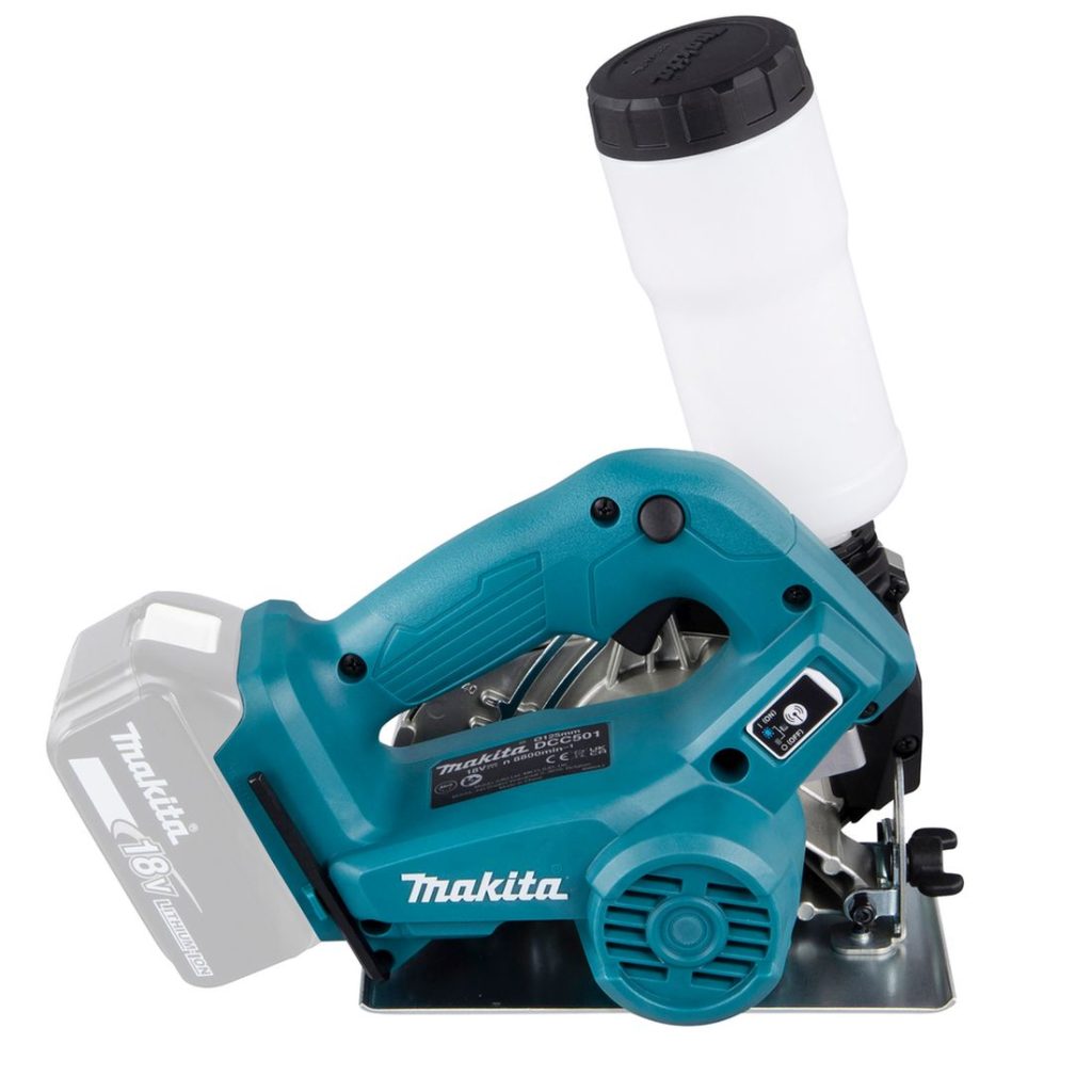 MAKITA Laattaleikkuri LXT. Kuvassa Laattaleikkuri LXT oikealta sivustapäin.