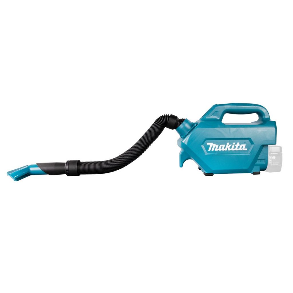 MAKITA Akkuimuri LXT. Kuvassa Akkuimuri LXT vasemmalta sivustapäin.