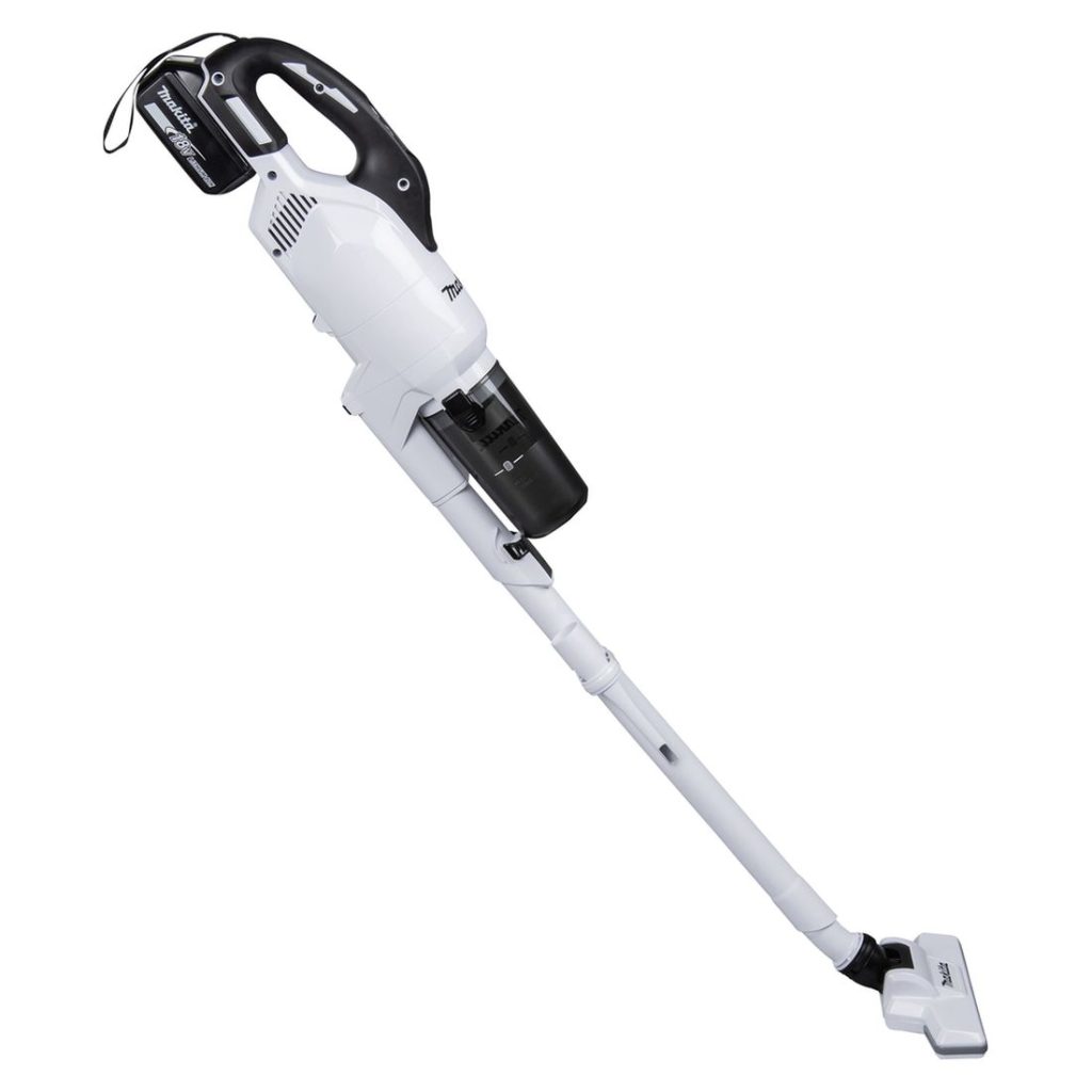 MAKITA Varsi-imuri LXT. Kuvassa Varsi-imuri LXT oikealta sivustapäin.