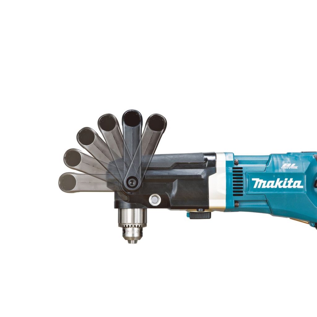 MAKITA Kulmaporakone LXT. Havainnekuvassa Kulmaporakone LXT:n kahvan kulman säätö.