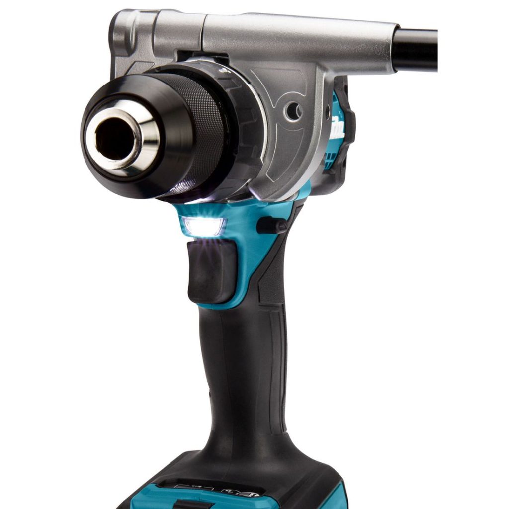 MAKITA Porakone XGT. Lähikuvassa Porakone XGT:n LED-valosta.