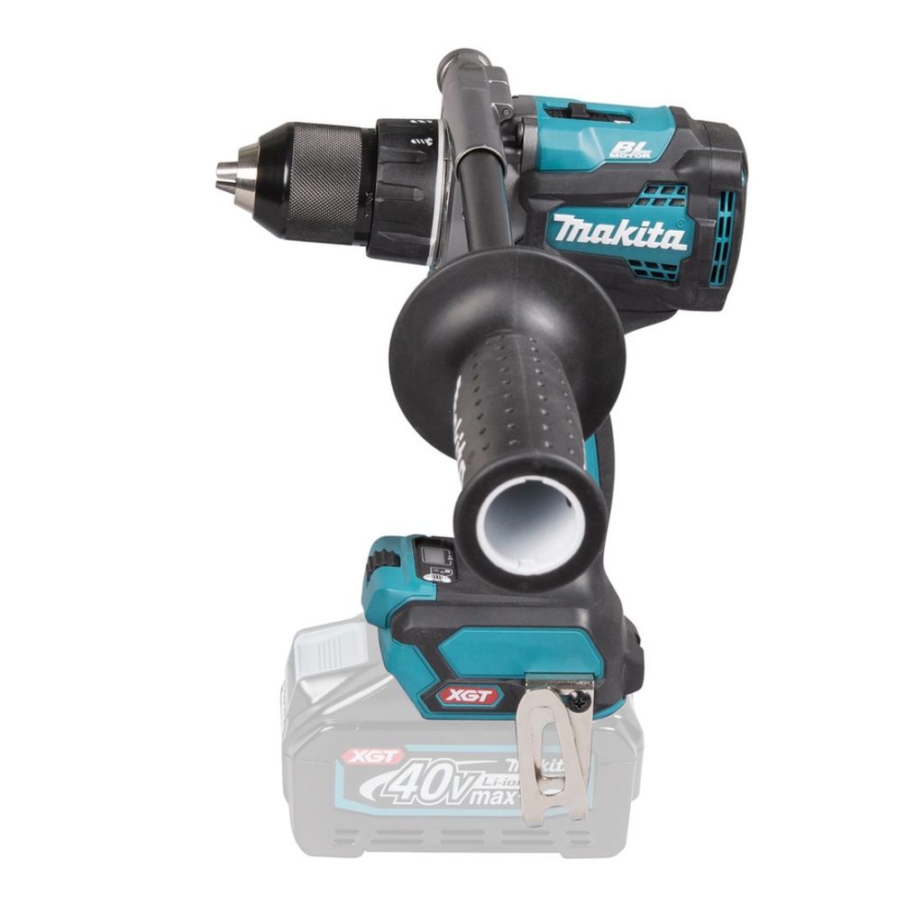 MAKITA Porakone XGT. Kuvassa Porakone XGT vasemmalta sivustapäin.