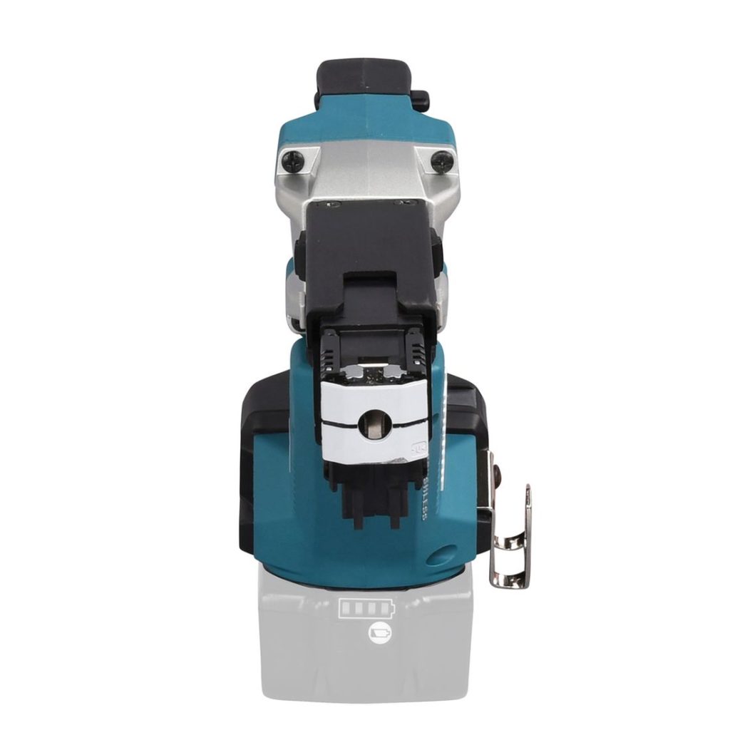 MAKITA Nauharuuvinväännin LXT. Kuvassa Nauharuuvinväännin LXT edestäpäin.