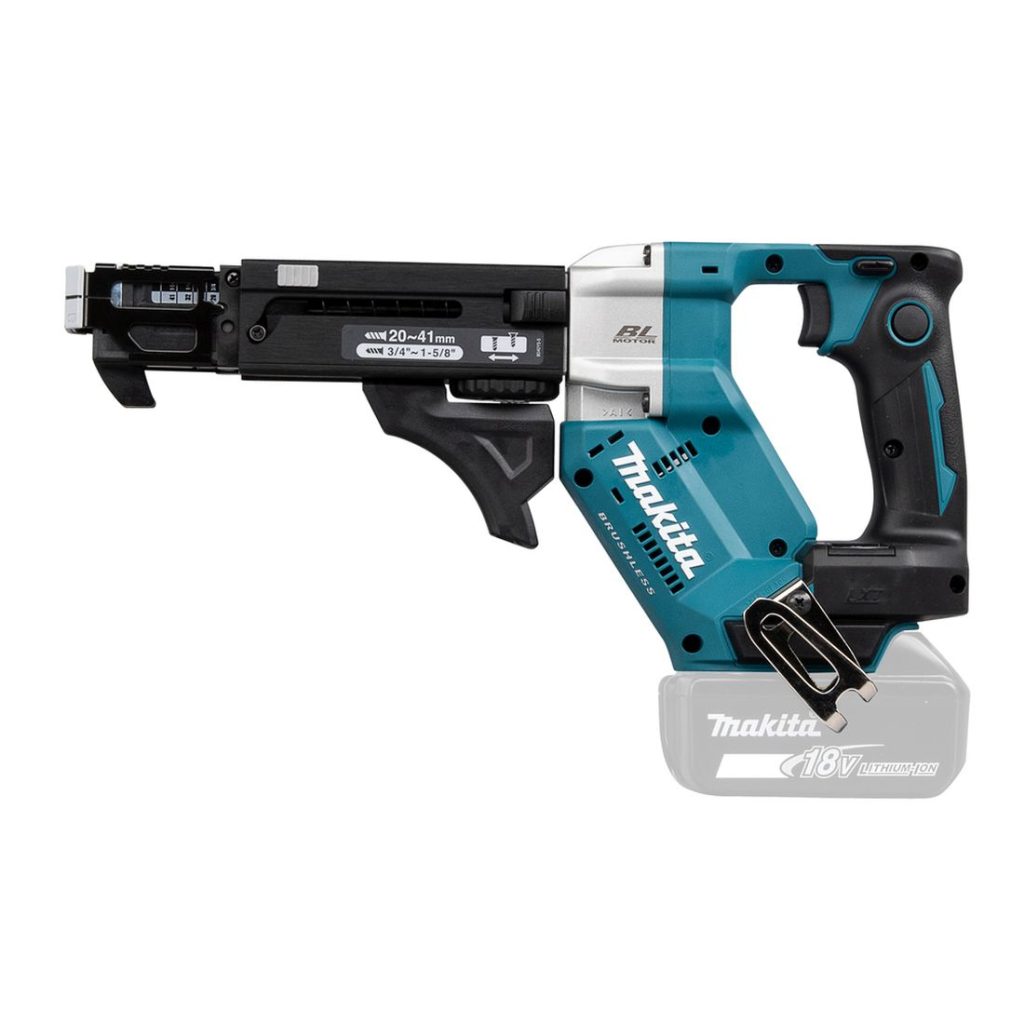 MAKITA Nauharuuvinväännin LXT. Kuvassa Nauharuuvinväännin LXT vasemmalta sivustapäin.