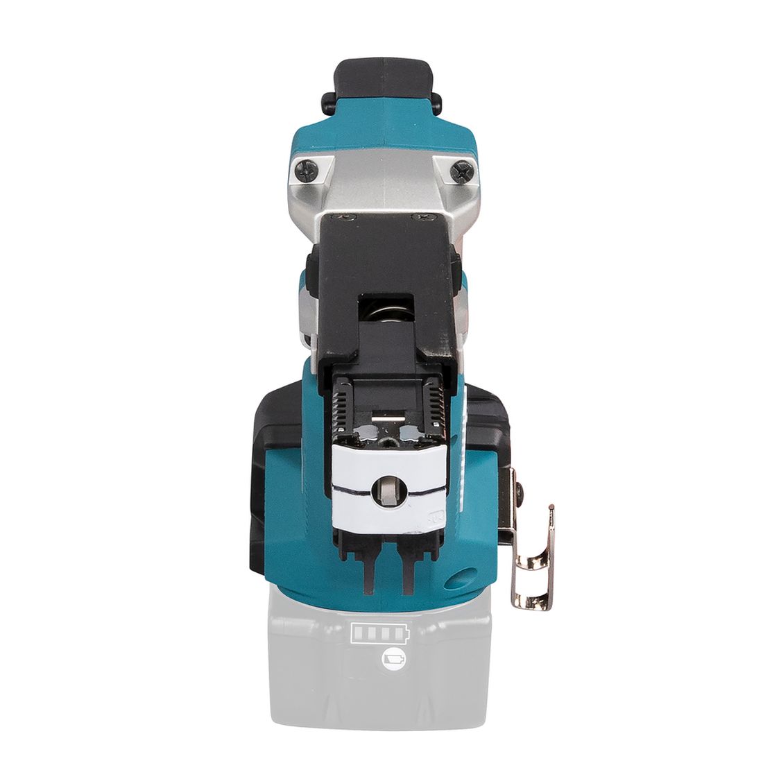 MAKITA Nauharuuvinväännin LXT. Kuvassa Nauharuuvinväännin LXT edestäpäin.
