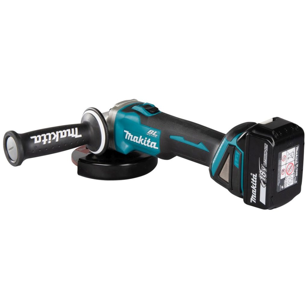 MAKITA Kulmahiomakone LXT. Kuvassa Kulmahiomakone LXT vasemmalta takayläviistosta.