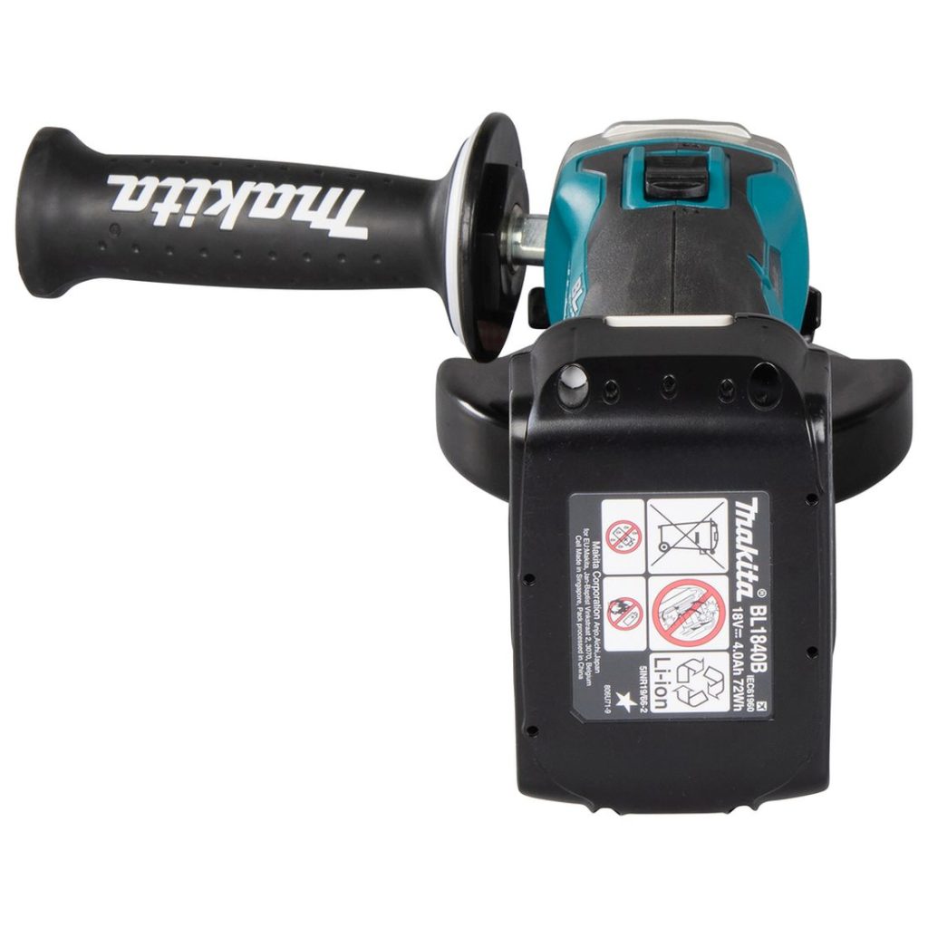 MAKITA Kulmahiomakone LXT. Kuvassa Kulmahiomakone LXT takaapäin.