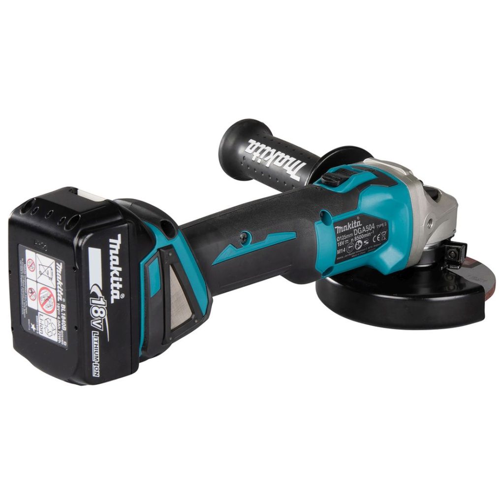 MAKITA Kulmahiomakone LXT. Kuvassa Kulmahiomakone LXT oikealta takayläviistosta.