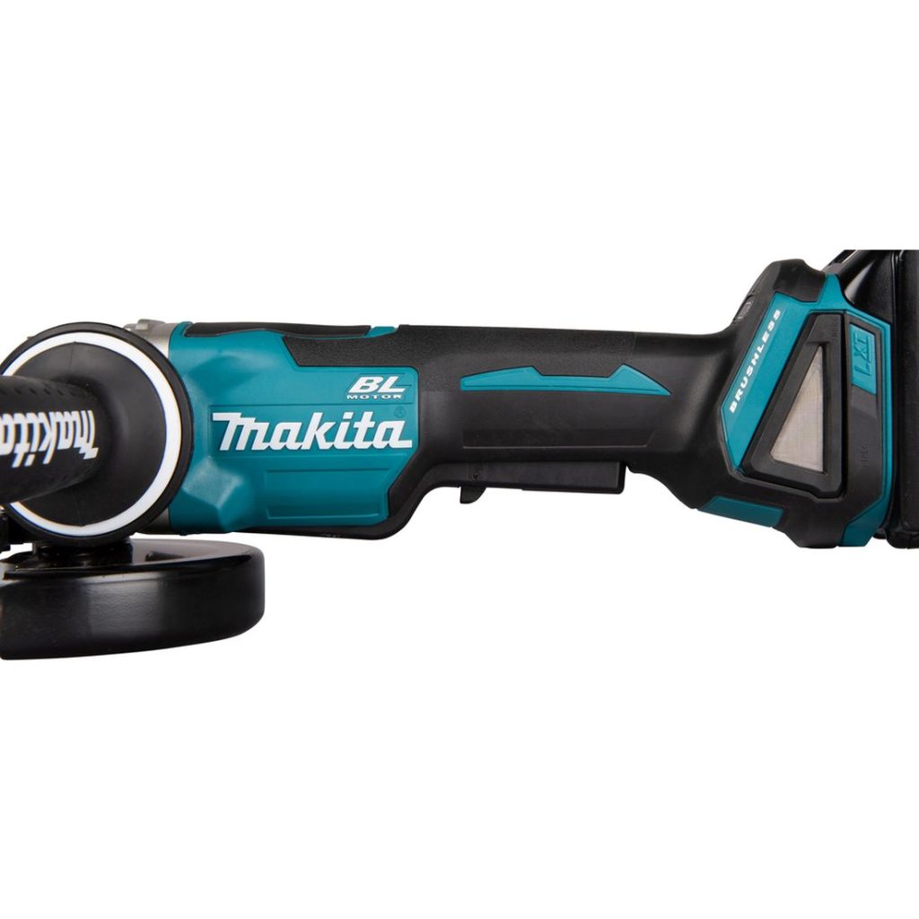 MAKITA Kulmahiomakone LXT. Kuvassa Kulmahiomakone LXT vasemmalta sivustapäin.