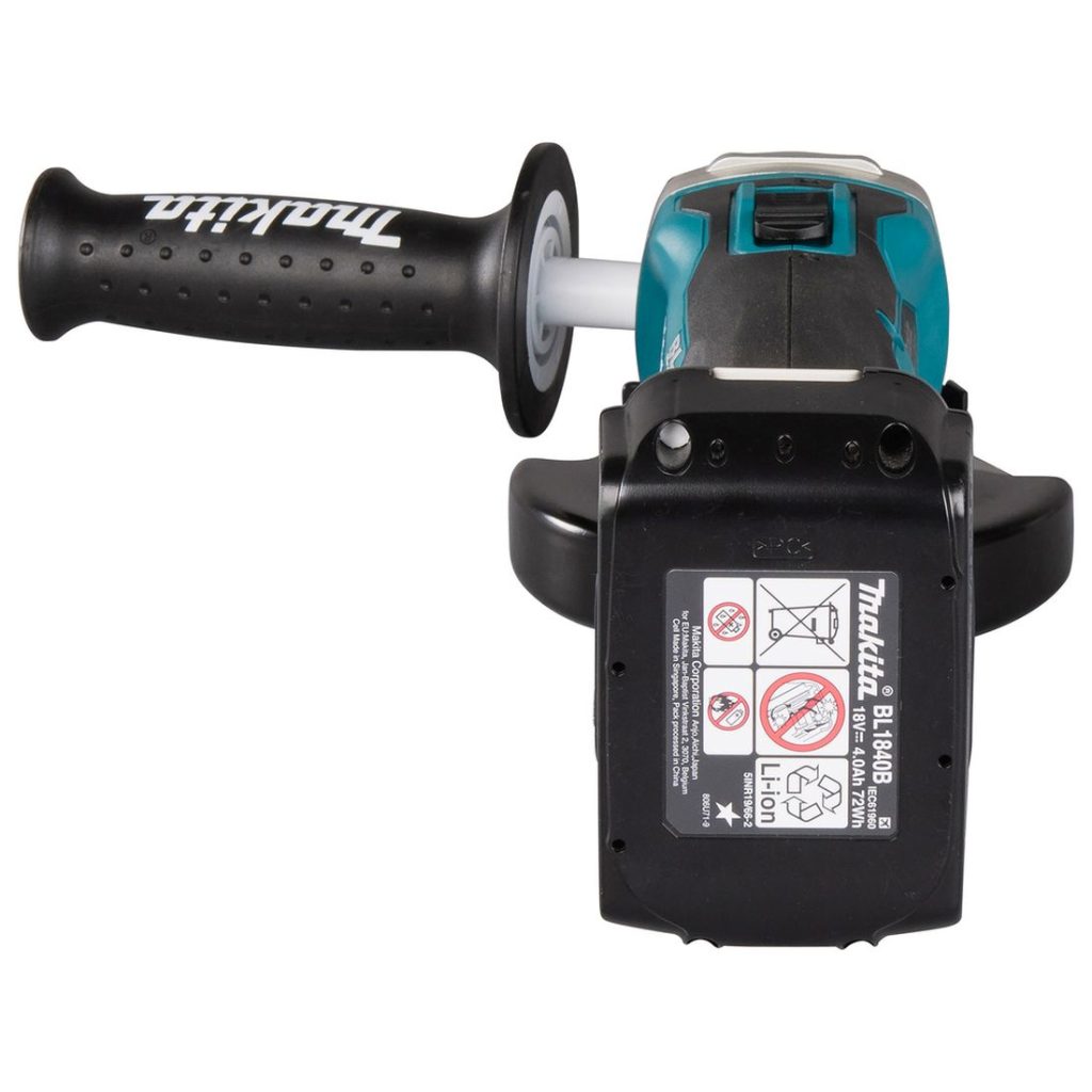 MAKITA Kulmahiomakone LXT. Kuvassa Kulmahiomakone LXT takaapäin.