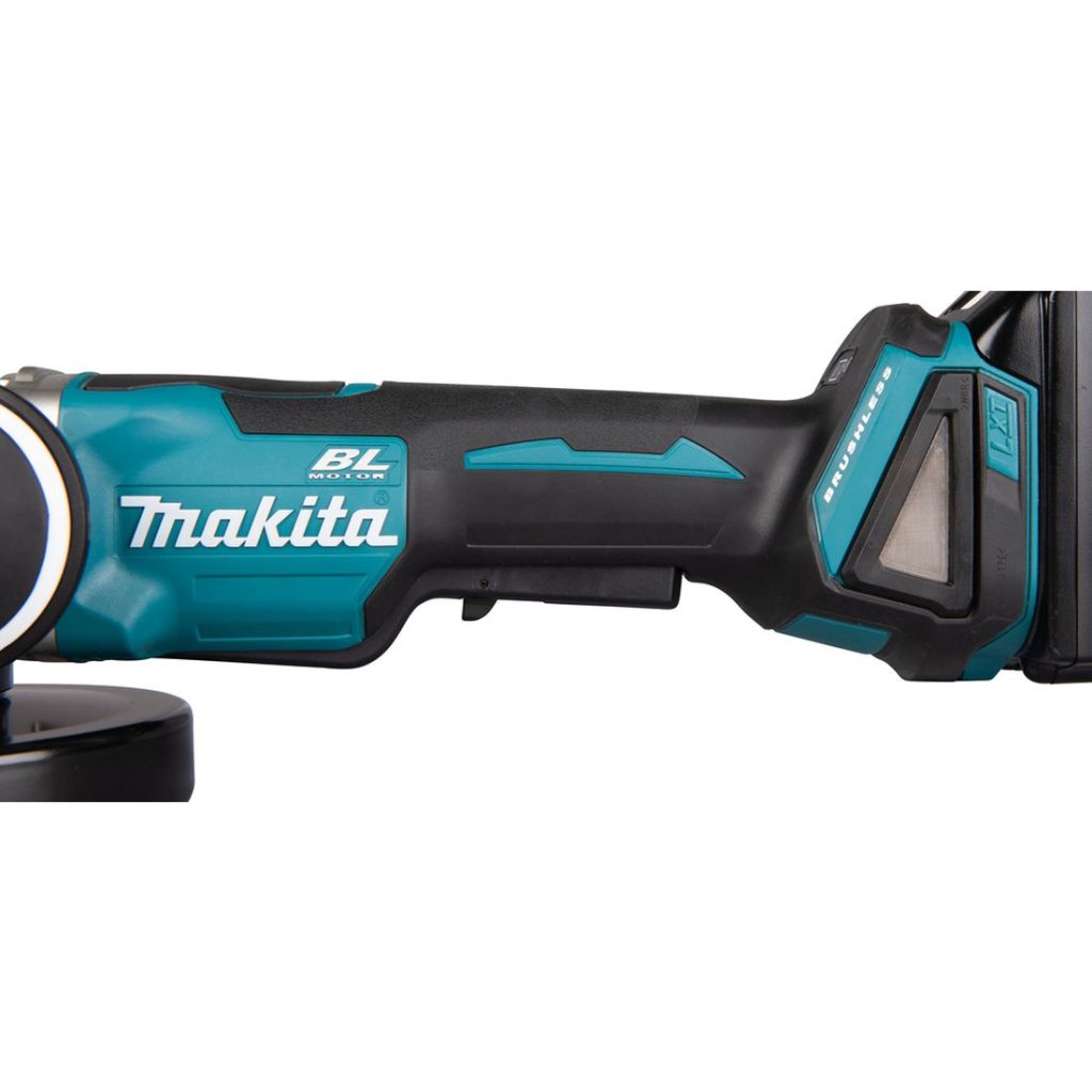 MAKITA Kulmahiomakone LXT. Kuvassa Kulmahiomakone LXT vasemmalta sivustapäin.