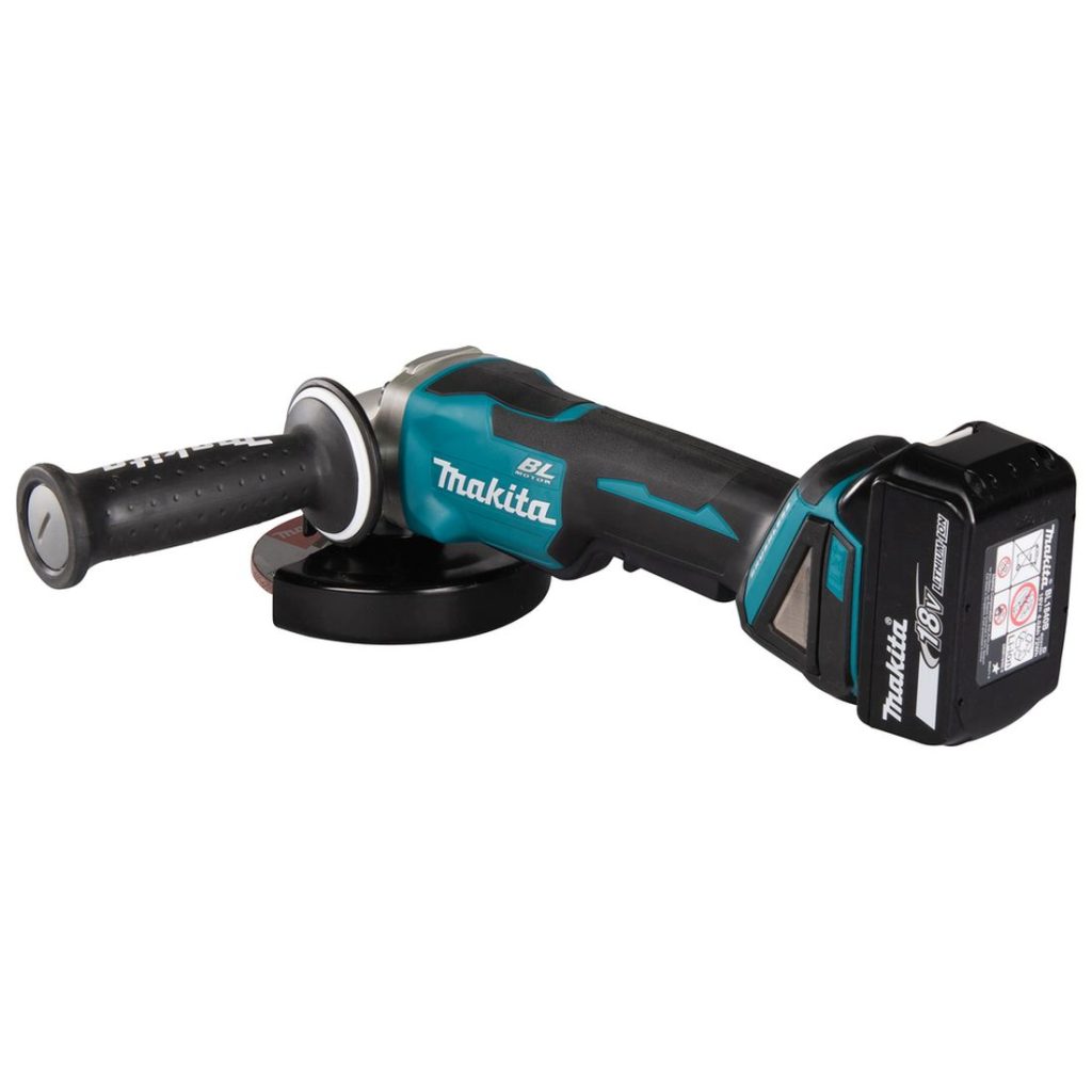 MAKITA Kulmahiomakone LXT. Kuvassa Kulmahiomakone LXT vasemmalta takayläviistosta.