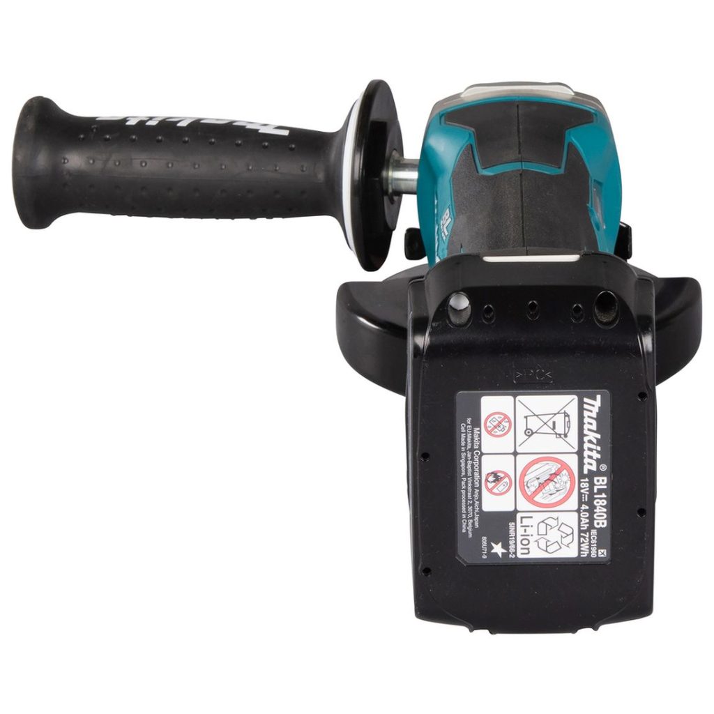 MAKITA Kulmahiomakone LXT. Kuvassa Kulmahiomakone LXT takaapäin.