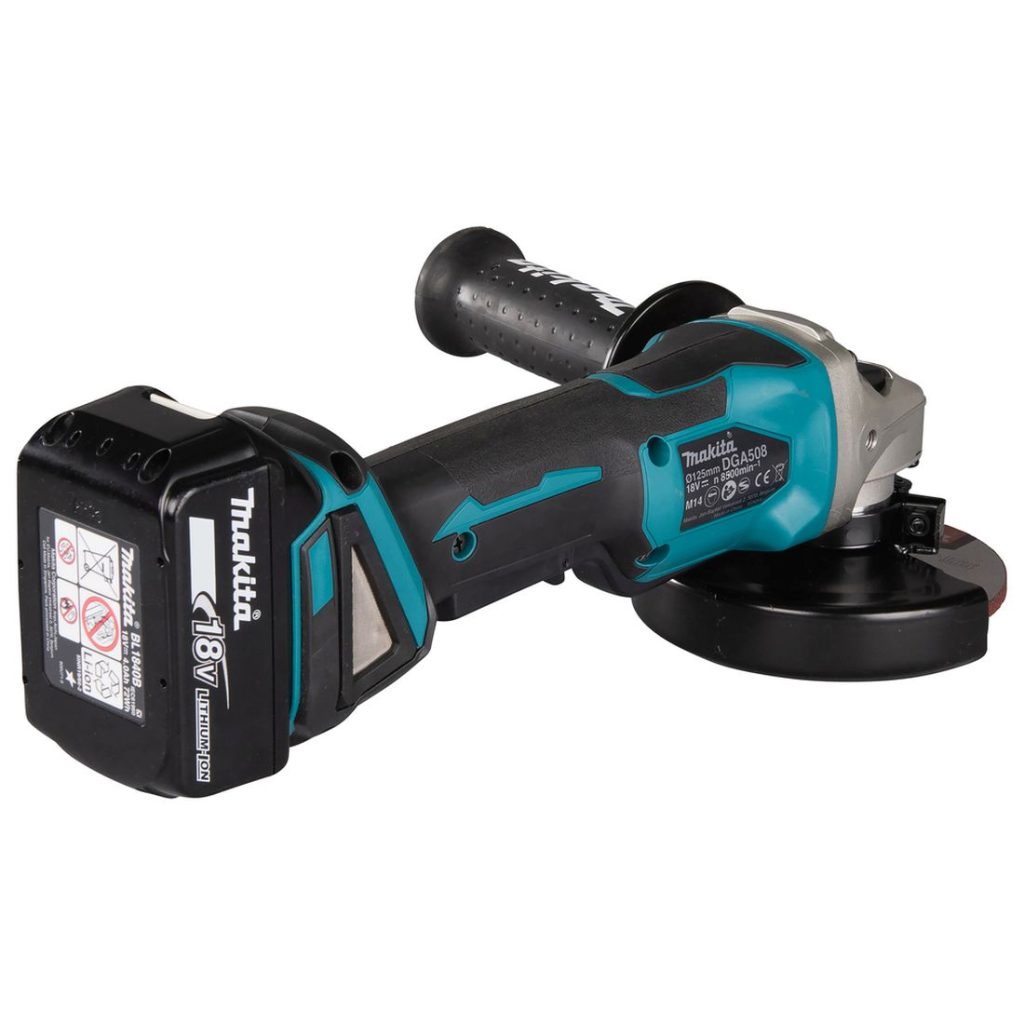 MAKITA Kulmahiomakone LXT. Kuvassa Kulmahiomakone LXT oikealta takayläviistosta.