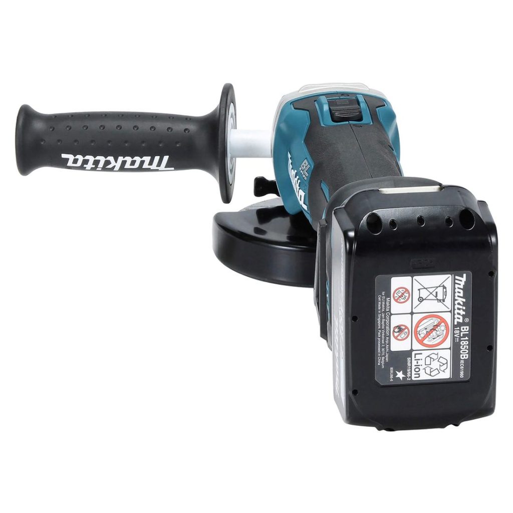 MAKITA Kulmahiomakone LXT. Kuvassa Kulmahiomakone LXT takaapäin.