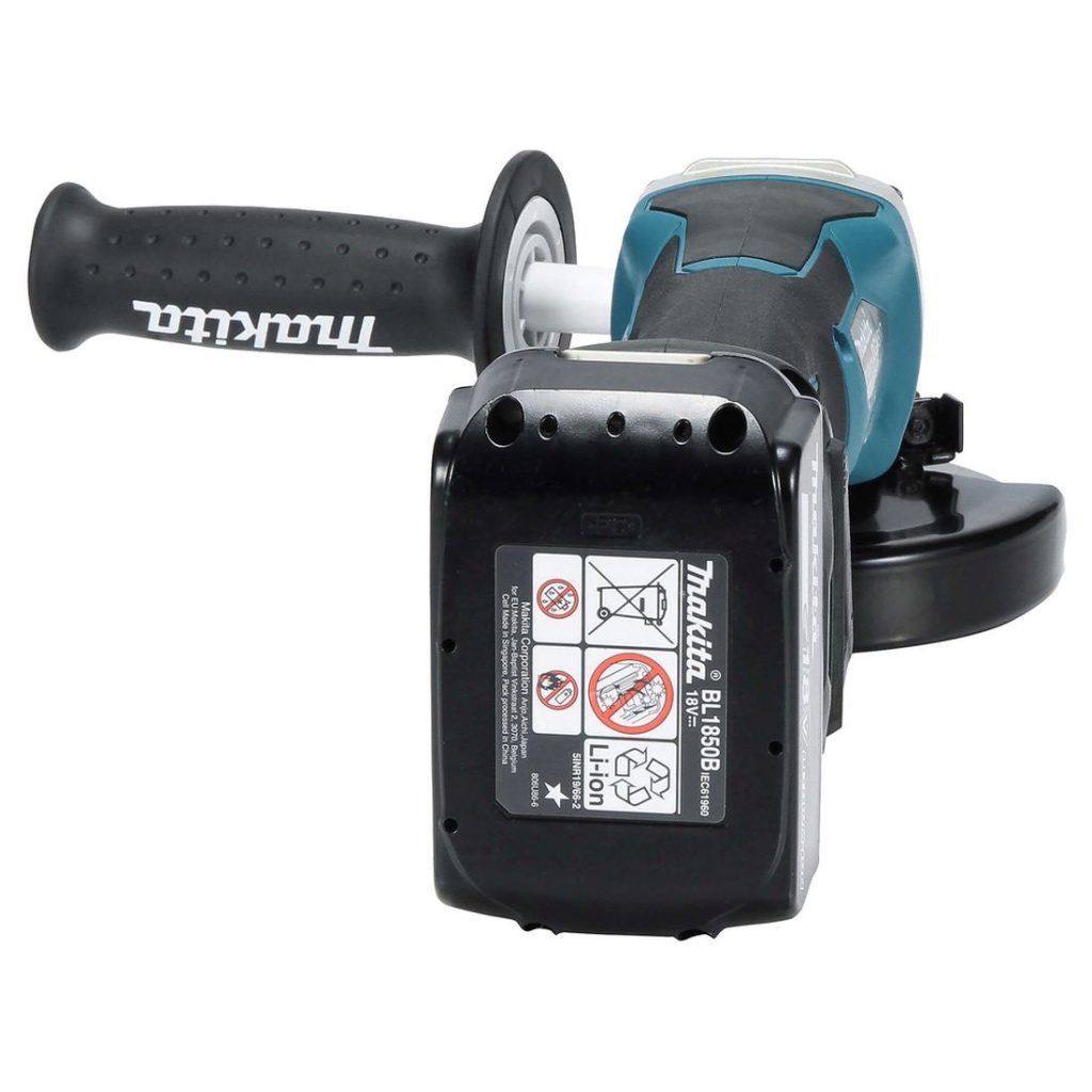 MAKITA Kulmahiomakone LXT. Kuvassa Kulmahiomakone LXT takaapäin.