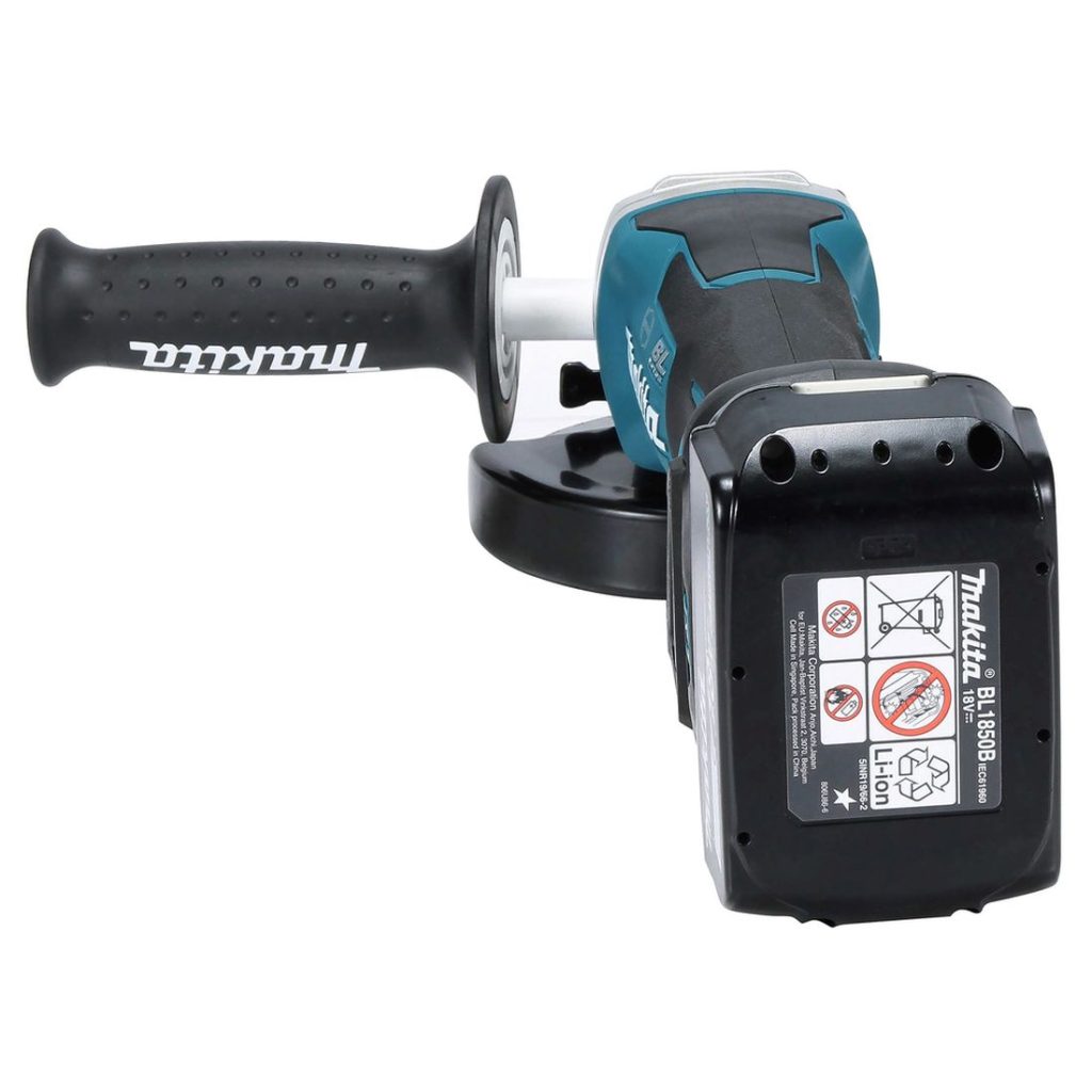 MAKITA Kulmahiomakone LXT. Kuvassa Kulmahiomakone LXT takaapäin.