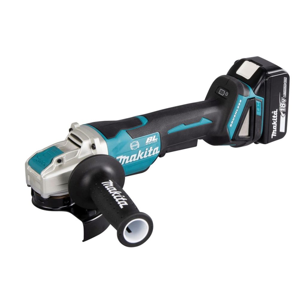 MAKITA Kulmahiomakone LXT. Kuvassa Kulmahiomakone LXT oikealta etuyläviistosta.