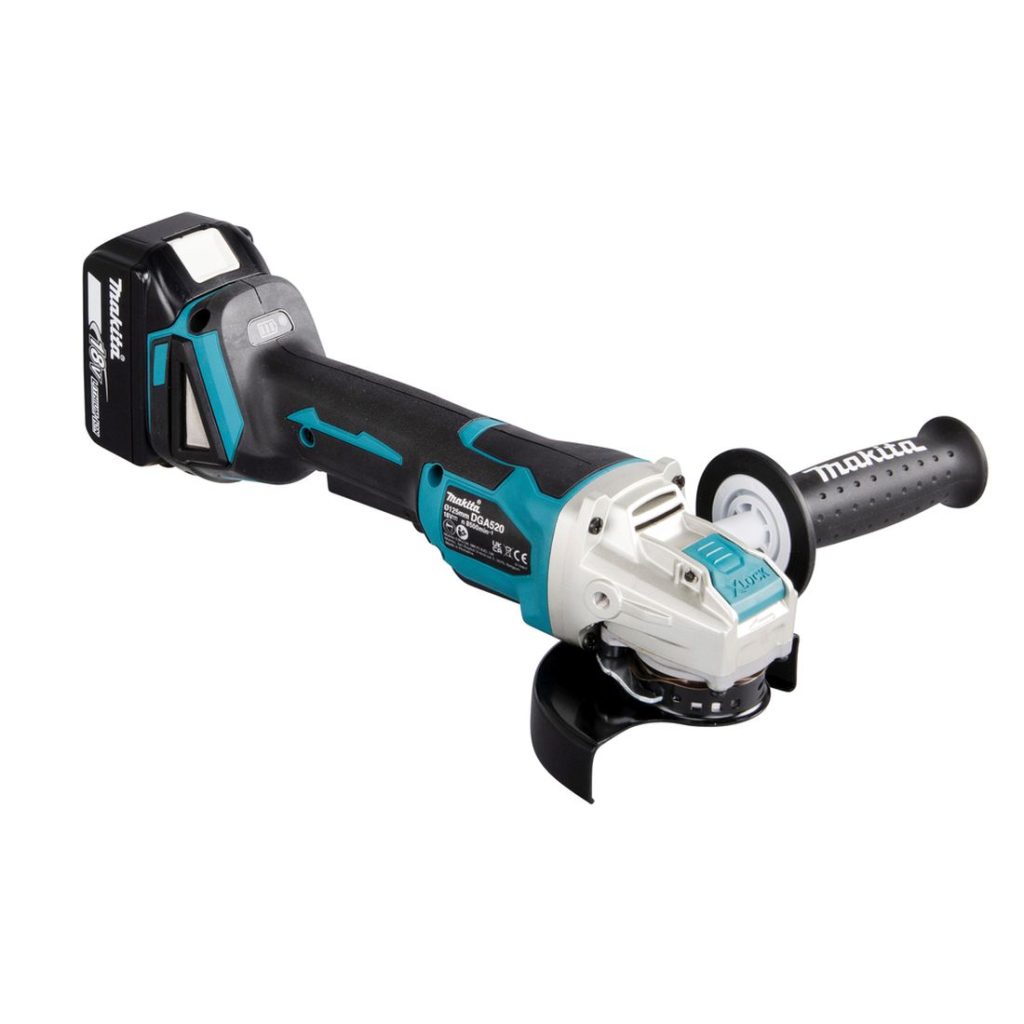 MAKITA Kulmahiomakone LXT. Kuvassa Kulmahiomakone LXT vasemmalta etuyläviistosta.