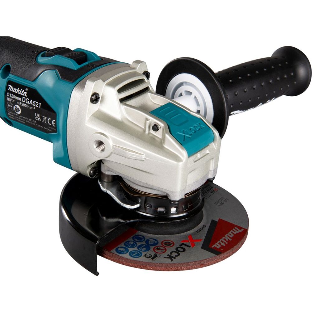 MAKITA Kulmahiomakone LXT. Kuvassa Kulmahiomakone LXT vasemmalta etuyläviistosta.